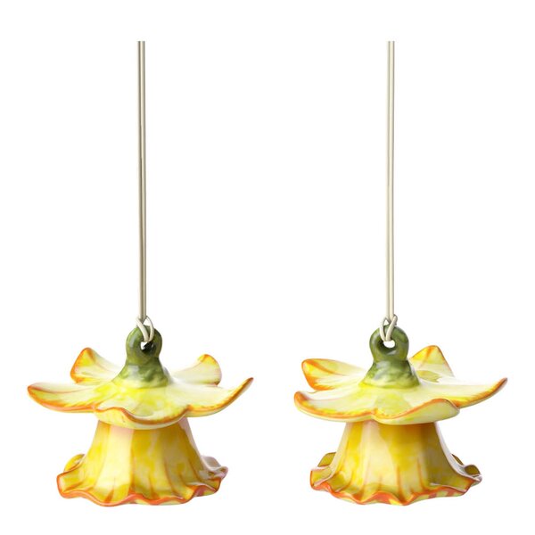 Gömma ornament blomsterklokker 2 stk gul