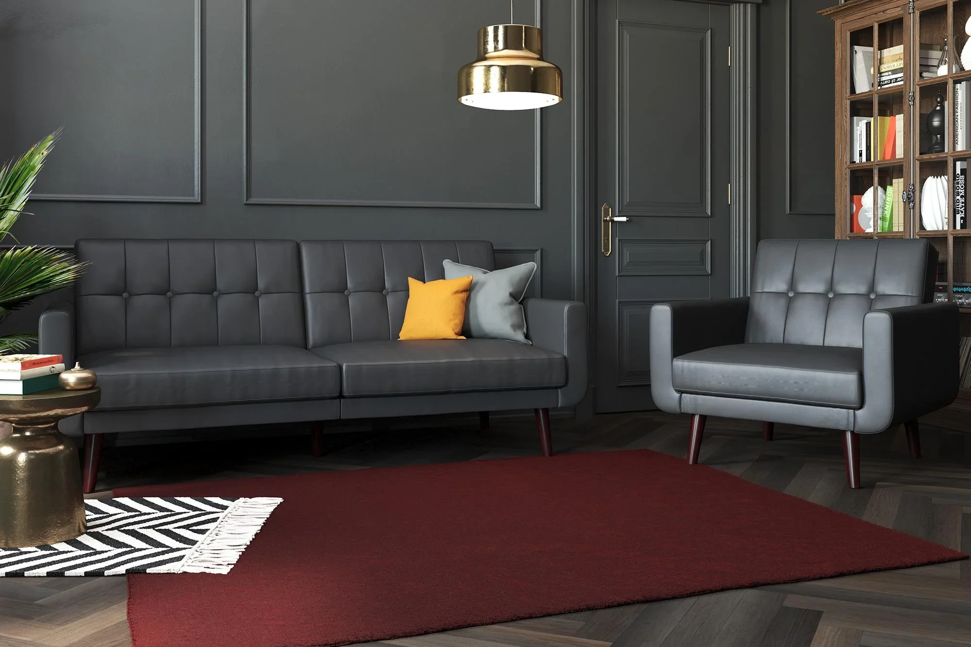 Better Homes & Gardens Nola Modern Futon, Camel Faux Leather