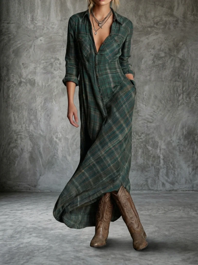 Graziella | Robe maxi rayée avec col