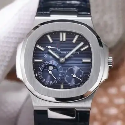 Patek Philippe Nautilus 5712 / 1A-001 PF Factory Blue Dial Leather Strap