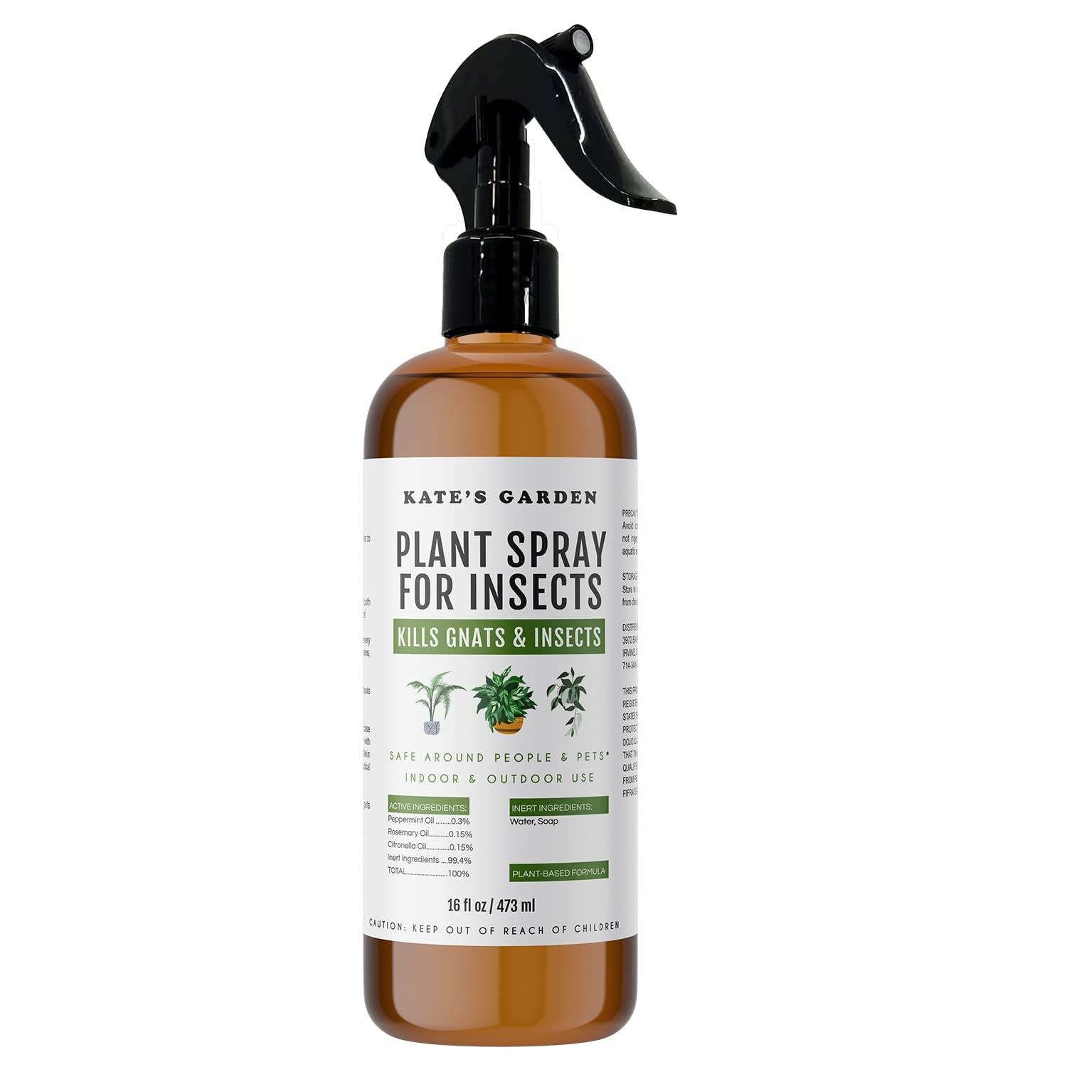 Kate's Garden Plant Spray Bottle for Insects (16oz) Garden Plant Care Peppermint Oil Spray for Bugs. Fungus Gnat Killer for Indoor Plants & Outdoors