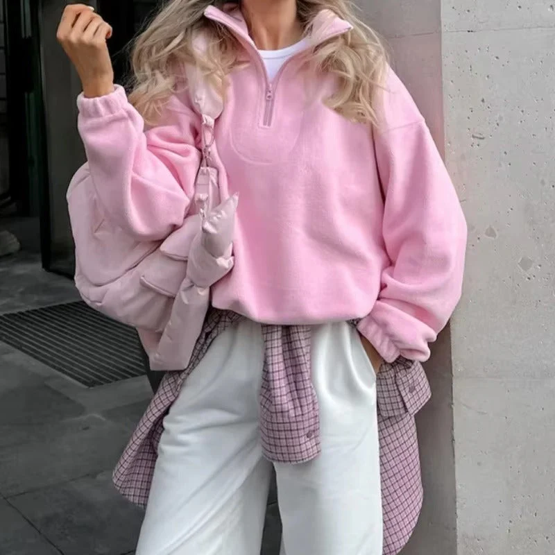 Sweat à capuche rose pâle pour femme