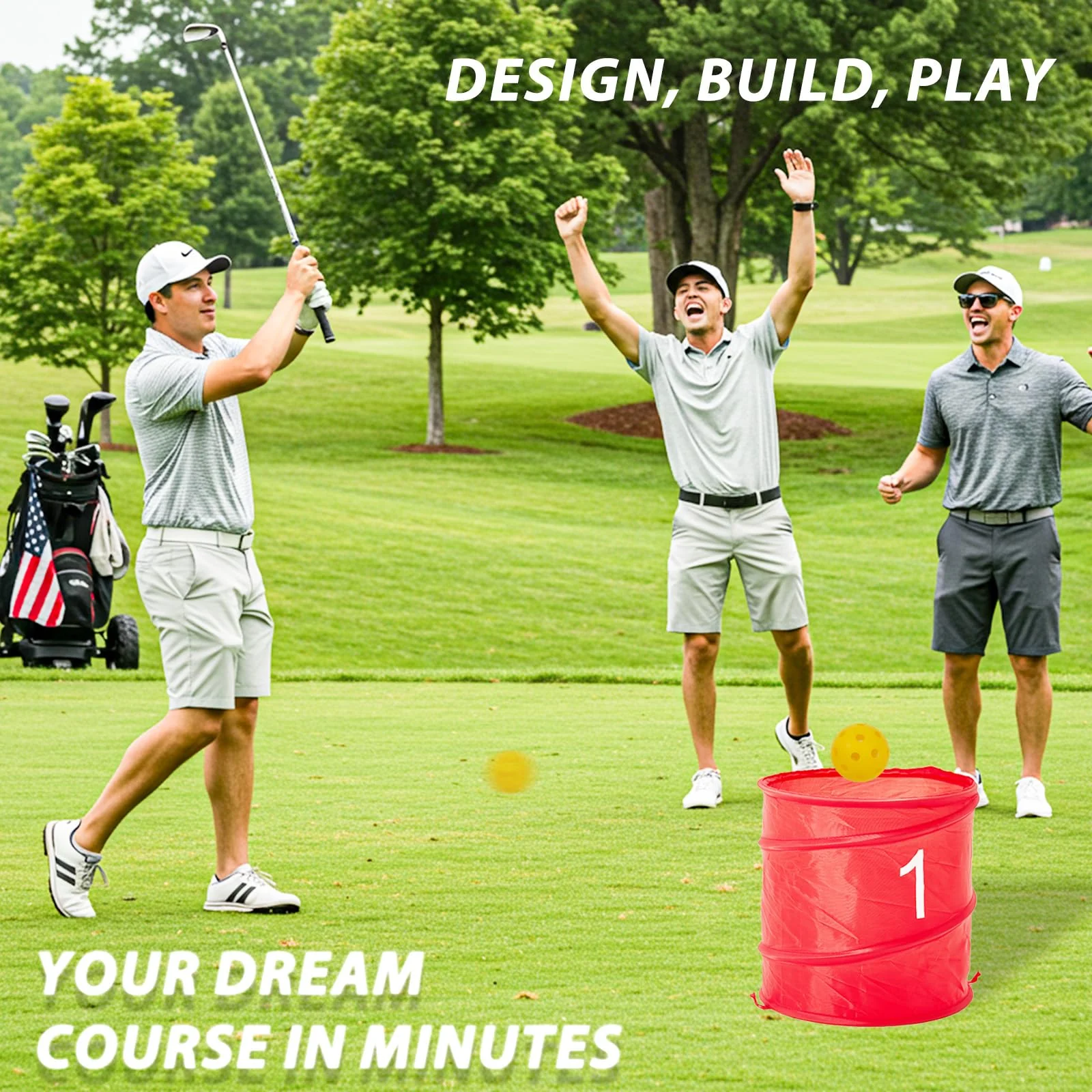 AECOJOY Bucket Yard Golf Game with Clubs 9 Hole Set Portable Low Tide Golf Game, Golf Chipping Games