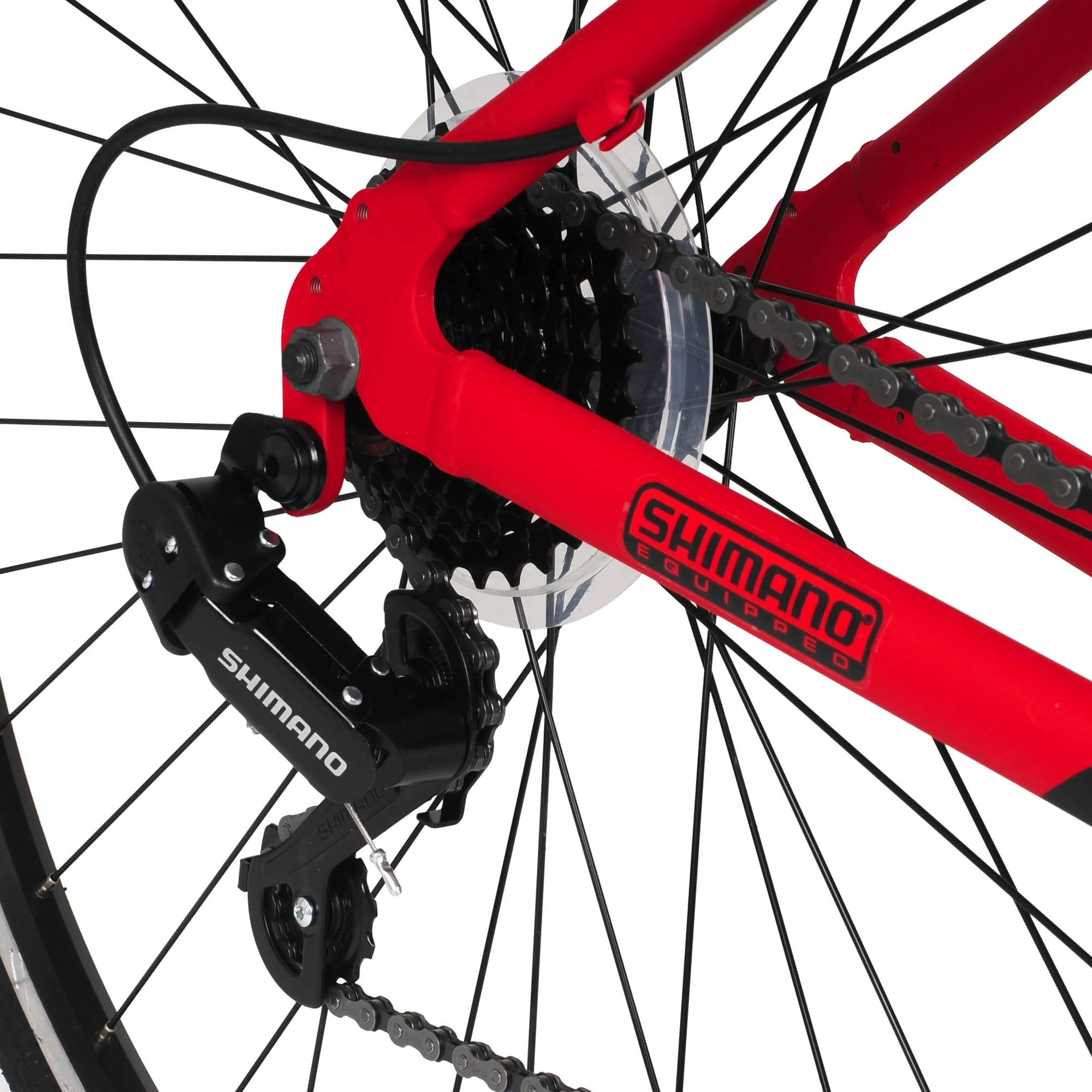 Bicycle 700c Men's Spin fit Hybrid Bike, Black and Red - Image 4