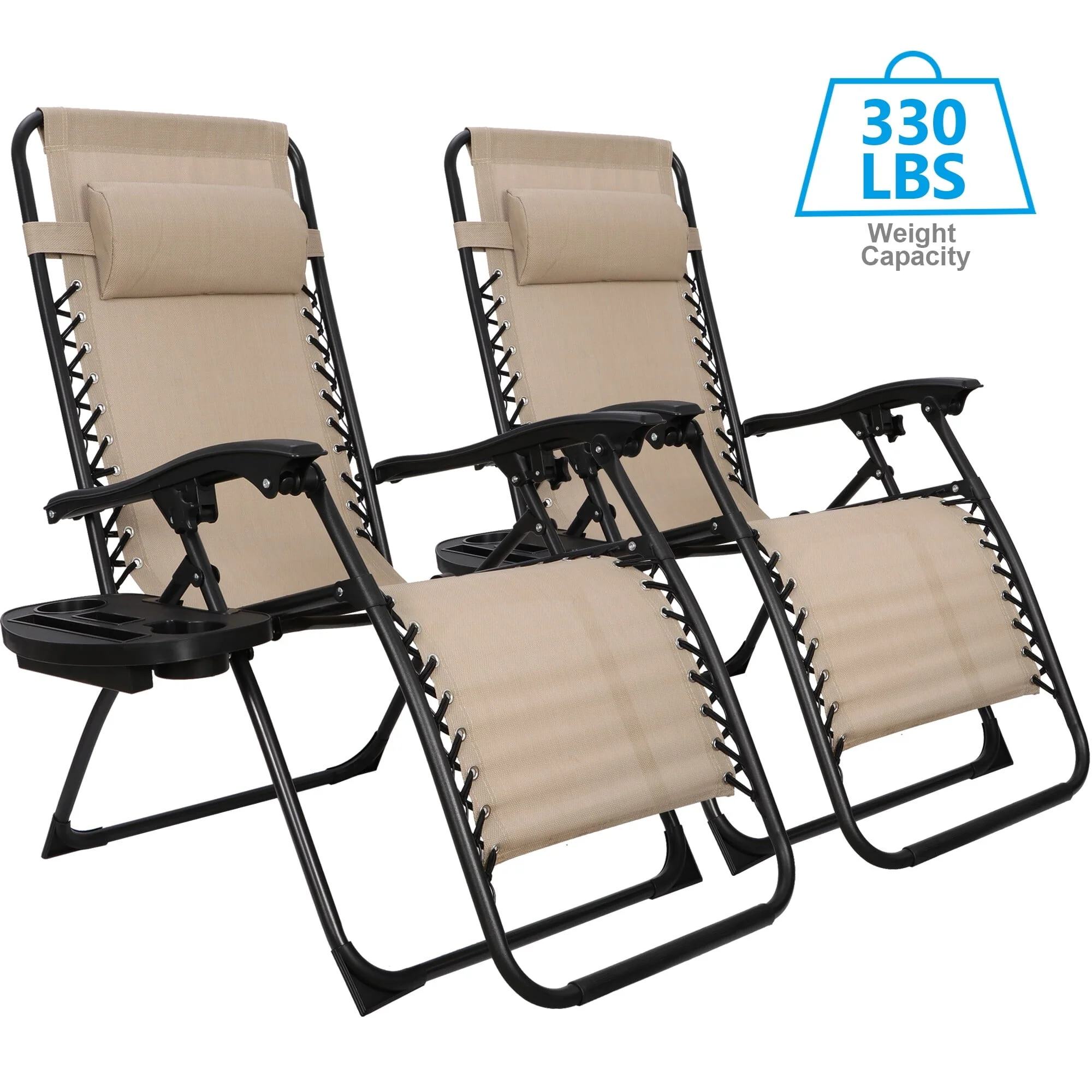 2 Pack Steel Zero Gravity Chair Beige