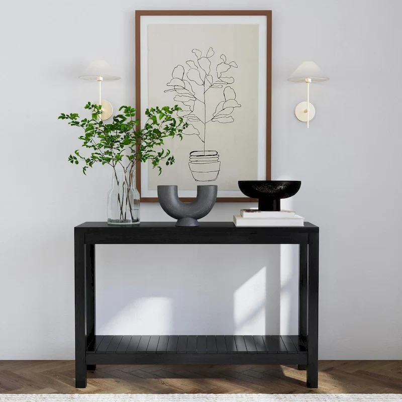 East at Main Petter Solid Wood Console Table with Shelf