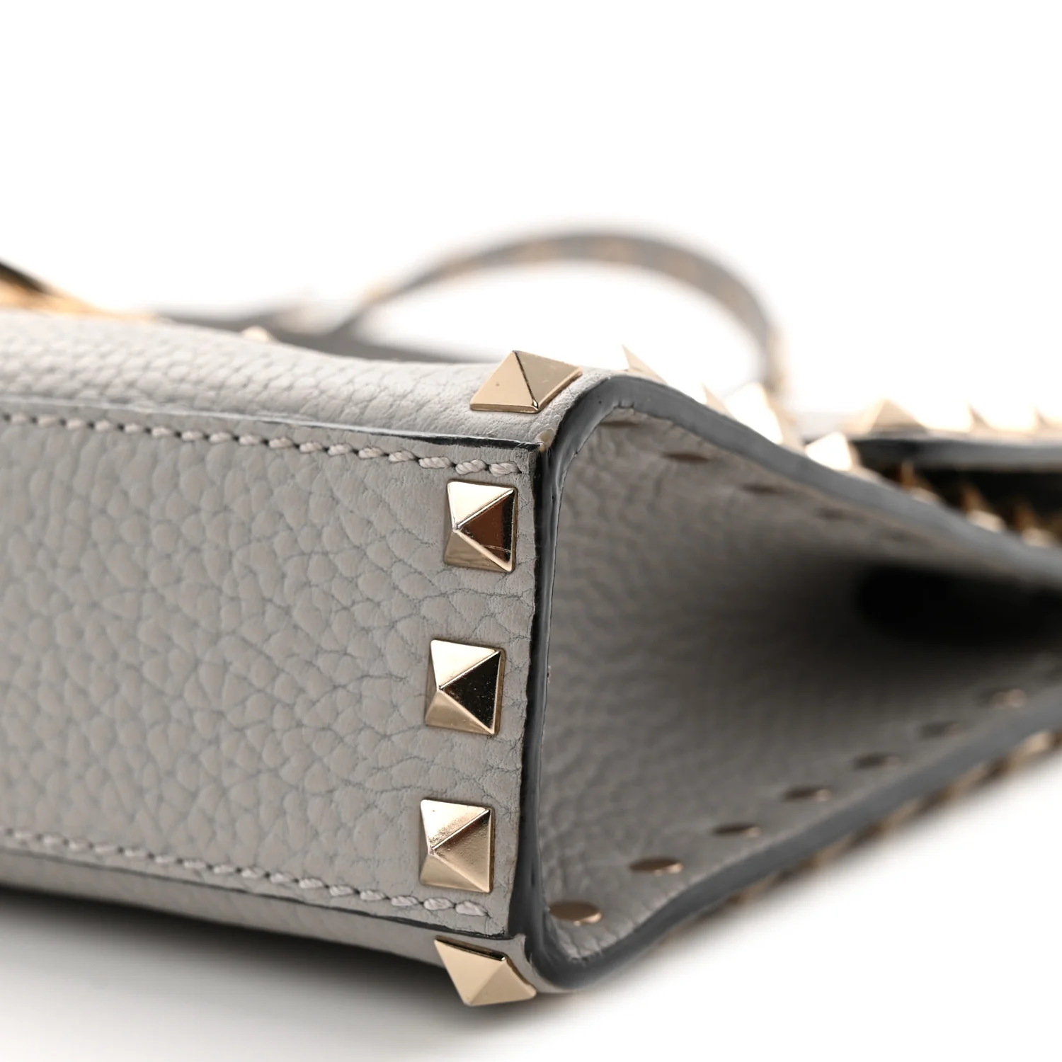 Pebbled Calfskin Medium Rockstud Flip Lock Crossbody Bag Pastel Grey