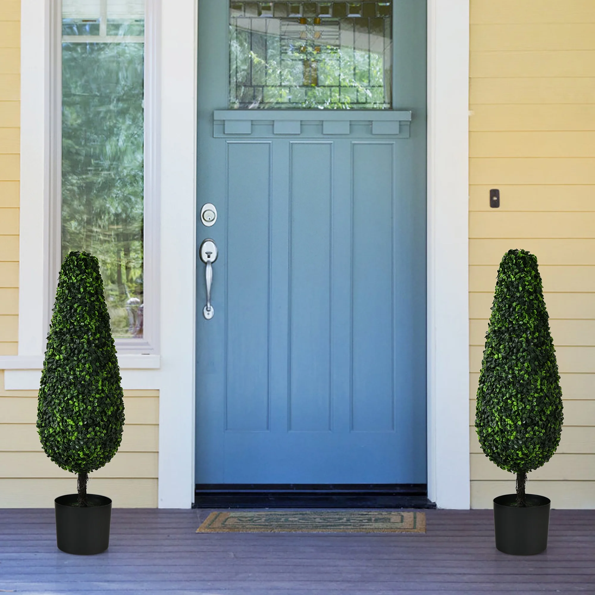 2 Pack 3FT Artificial Tower Topiary Tree UV Resistant Indoor Outdoor - Image 2