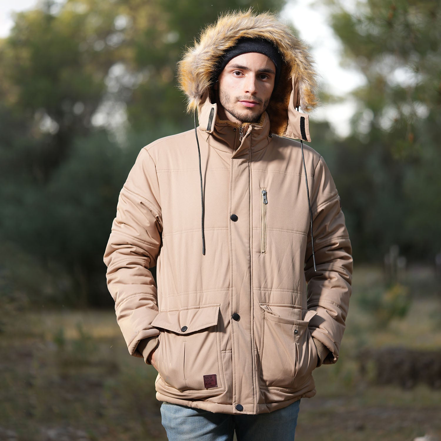 Doudoune d'hiver à capuche pour homme, épaisse et chaude, style parka, avec capuche amovible