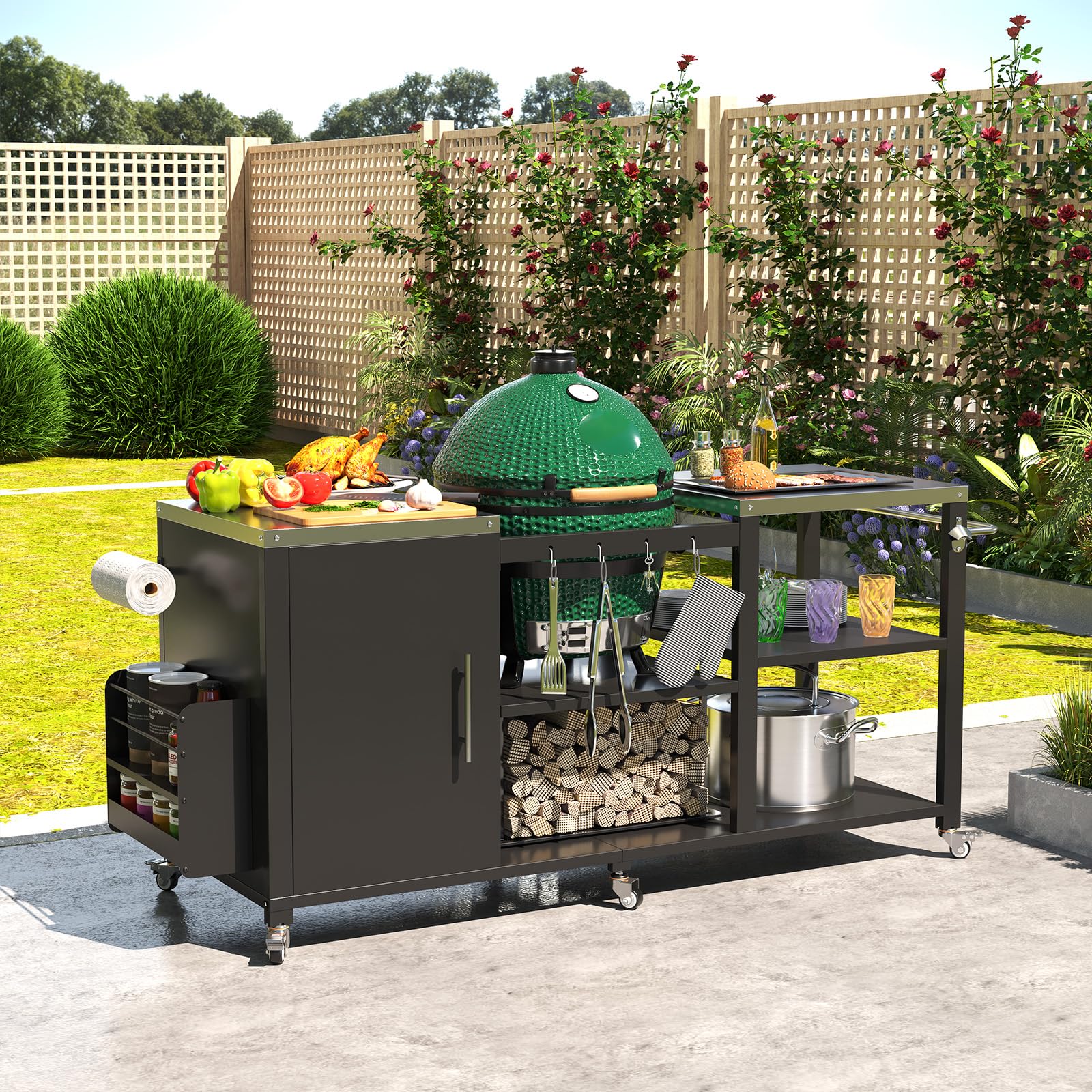 AECOJOY Outdoor Grill Table for Big Green Egg, 69.7