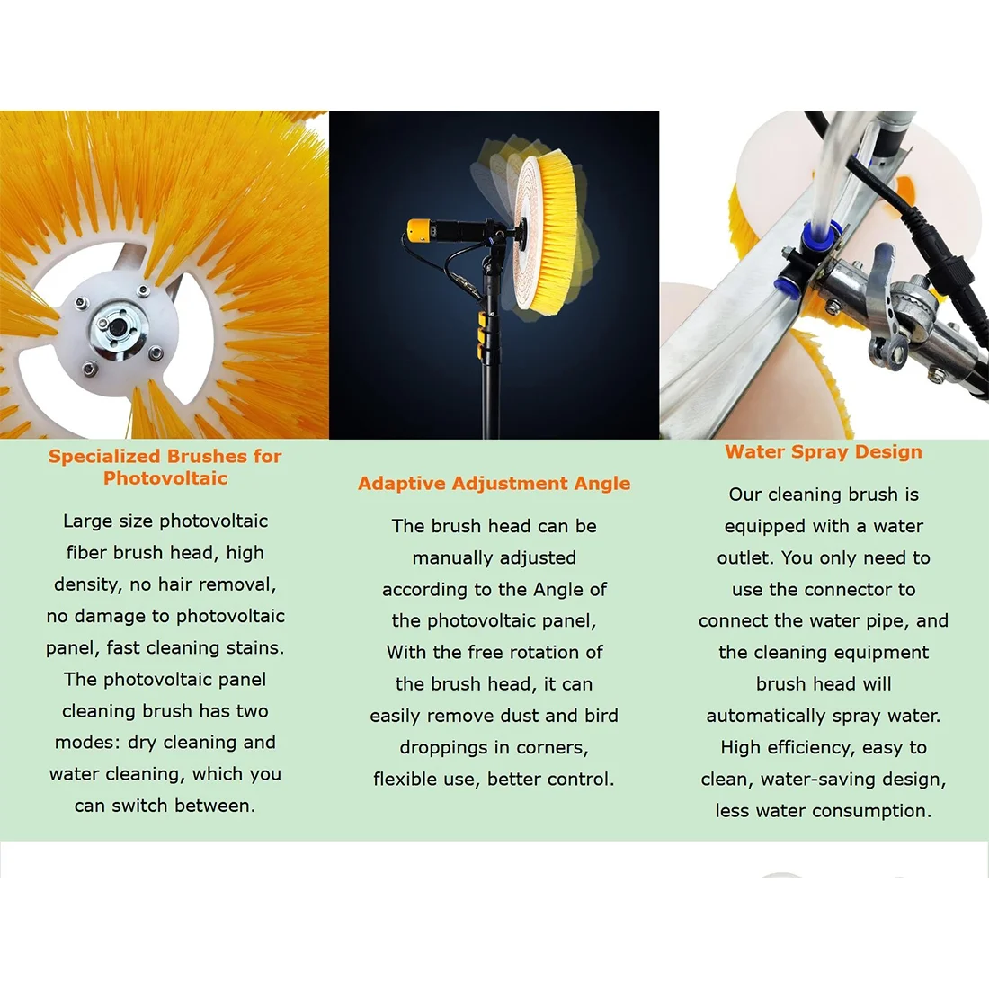 Solar Photovoltaic Panel Cleaning Machine 13ft Solar Panel Cleaning Kit (Double Head)