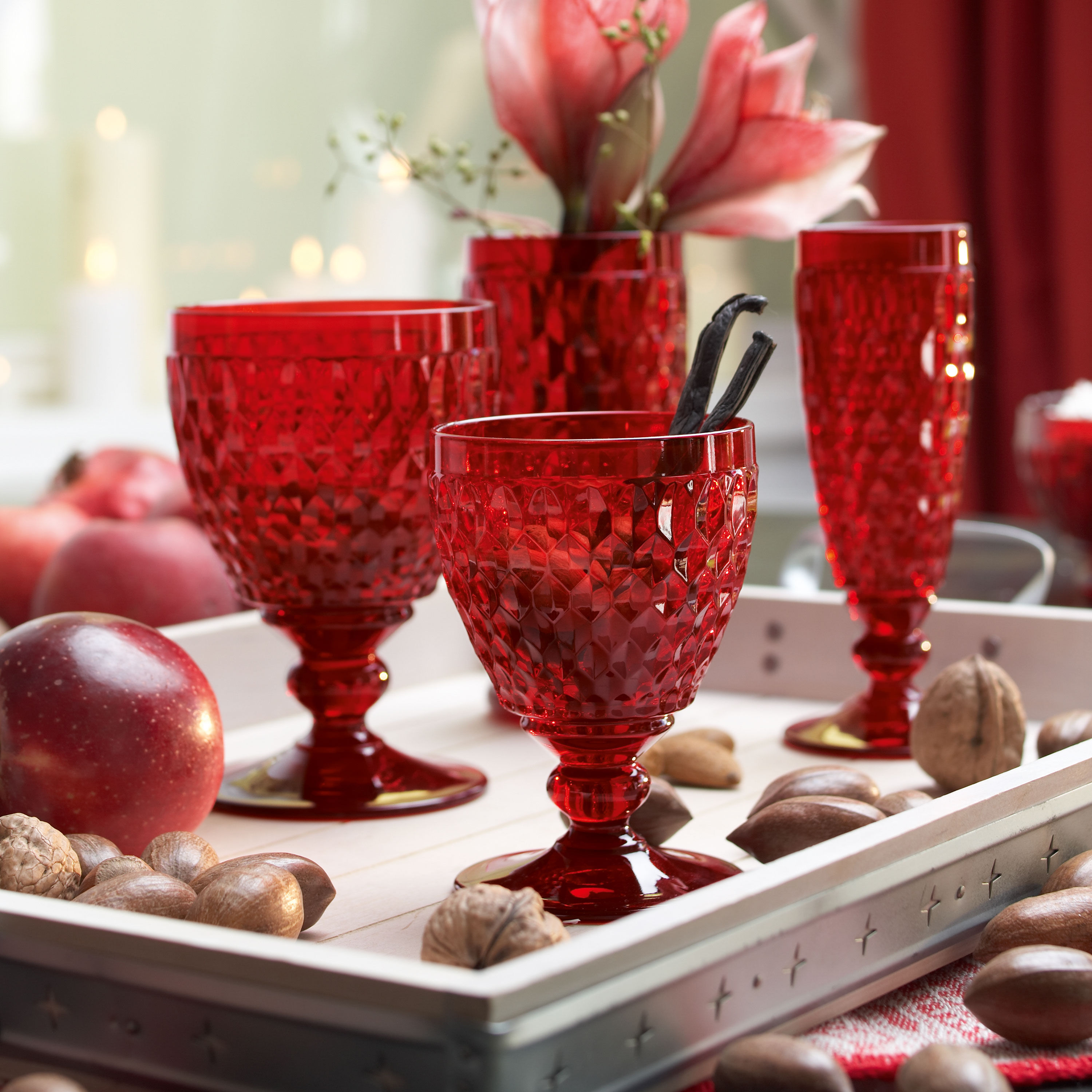 Boston Water goblet - Red, 11.9 oz, crystal glass