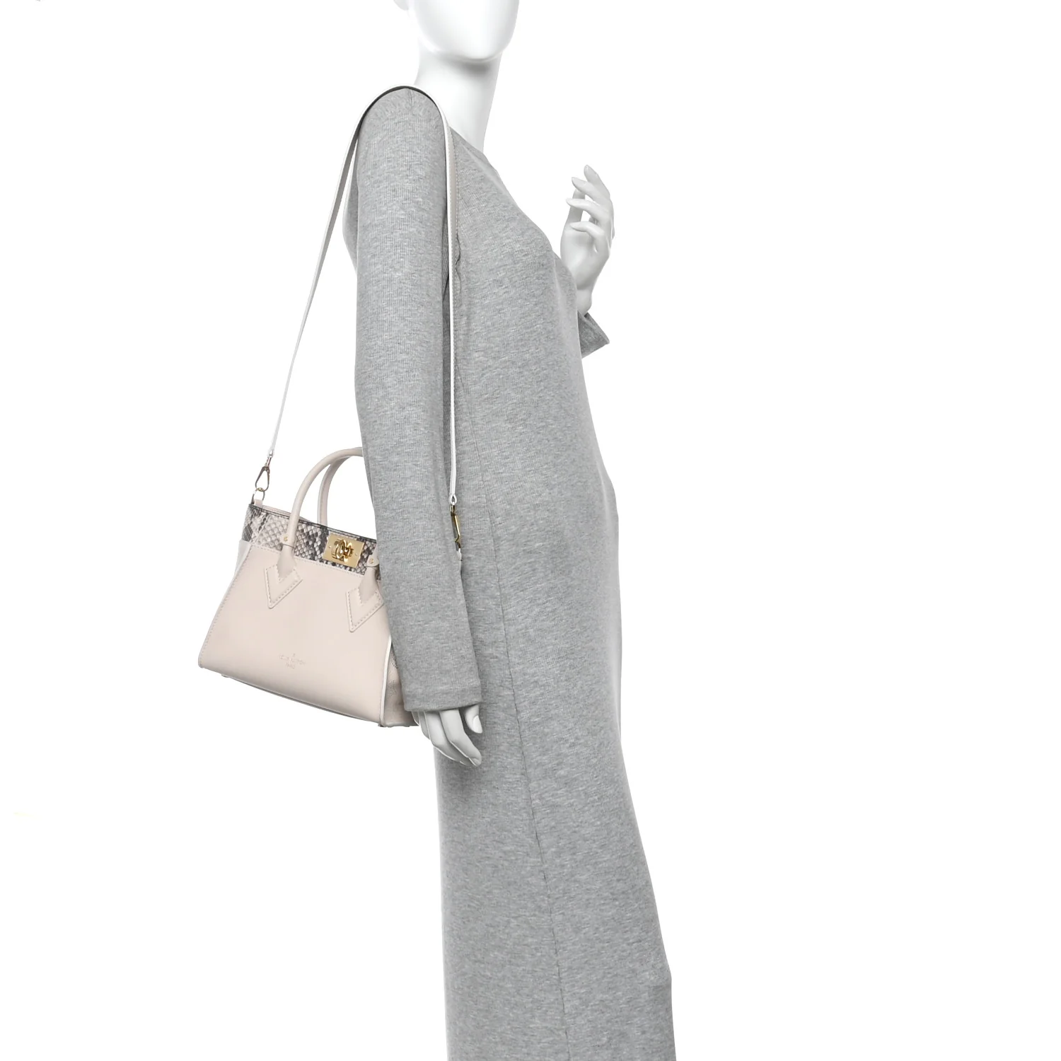 Calfskin Karung Snakeskin Mahina On My Side PM Quartz White