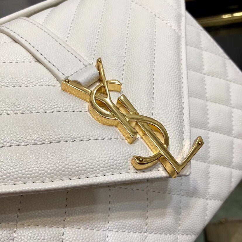 Y ENVELOPE MEDIUM BAG IN MIX MATELASS?? GRAIN DE POUDRE EMBOSSED LEATHER
