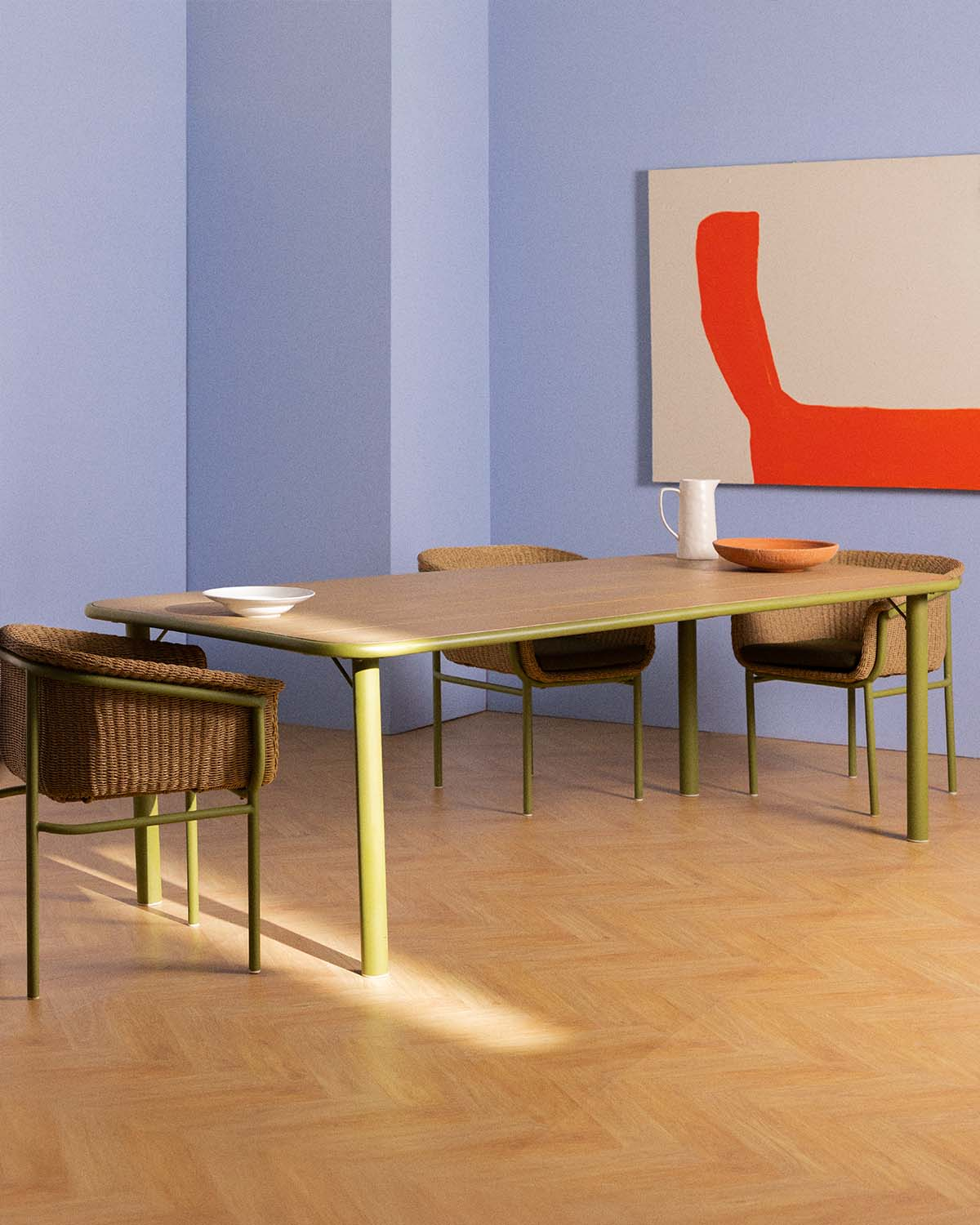 Caitlyn - Mesa de Comedor Rectangular de Madera de Acacia y Metal (240x110 cm) Caitlyn