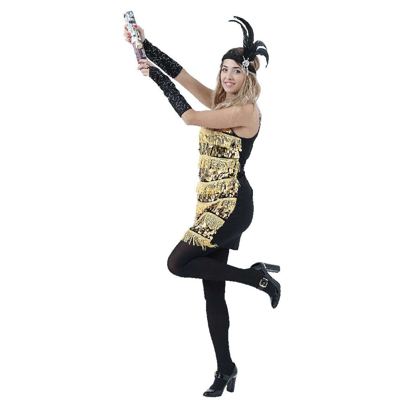 Canon à confettis noir blanc doré