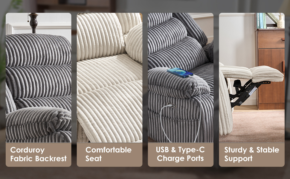 Electric Glider Rocking Chairs for living room, Nursery, White, Grey