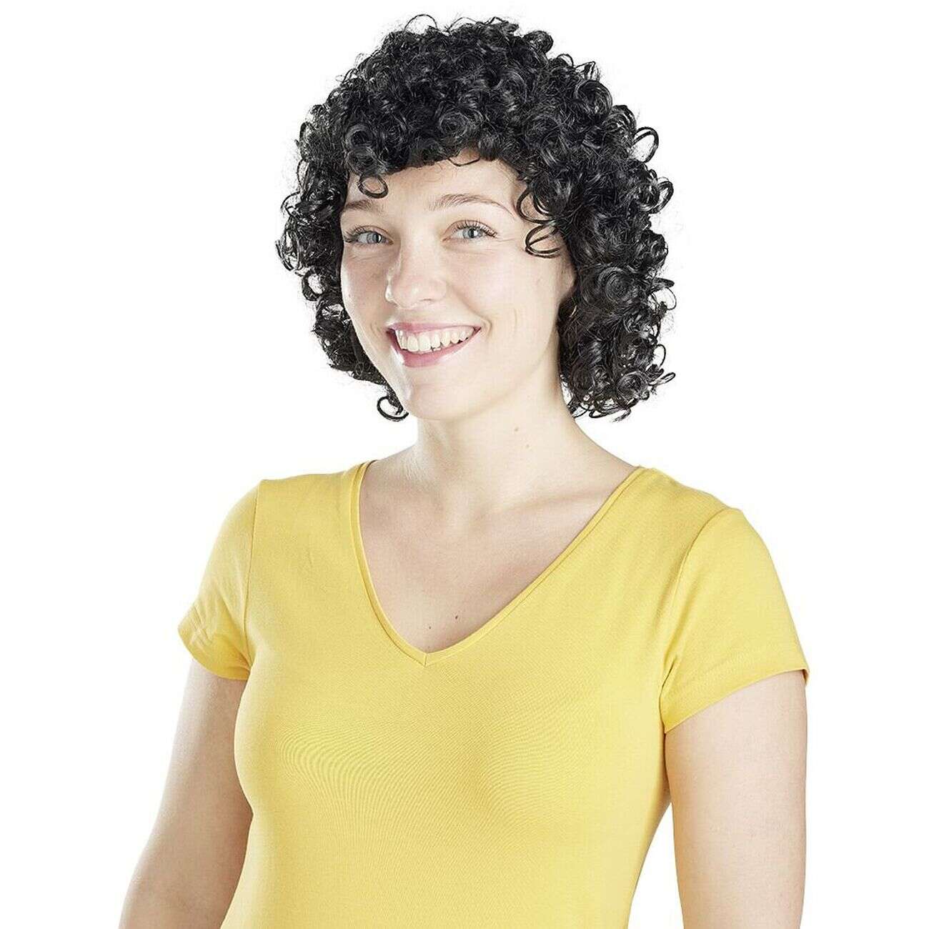 Perruque homme cheveux noirs bouclés