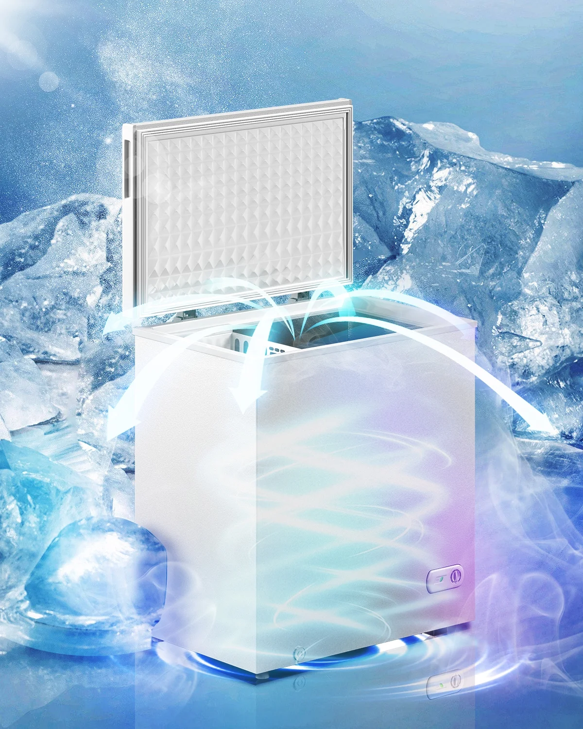10.0 Cu Ft Chest Freezer, Deep Freezer with Removable Baskets, Adjustable Temperature,White - Image 4