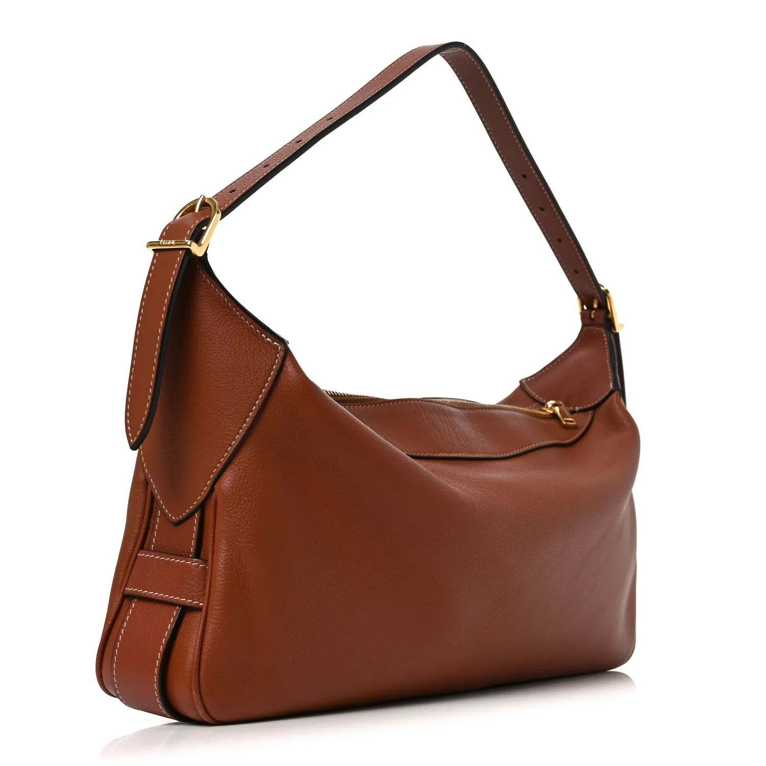 Supple Calfskin Medium Romy Shoulder Bag Tan