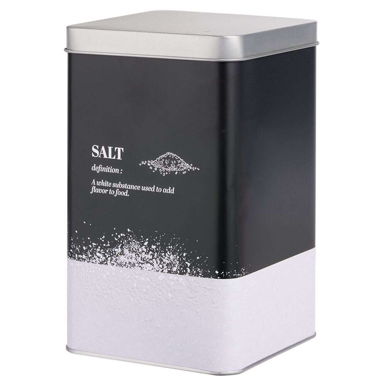 Boîte à sel en métal noir et gris design salt - 10,7x10,7xH.17,5cm