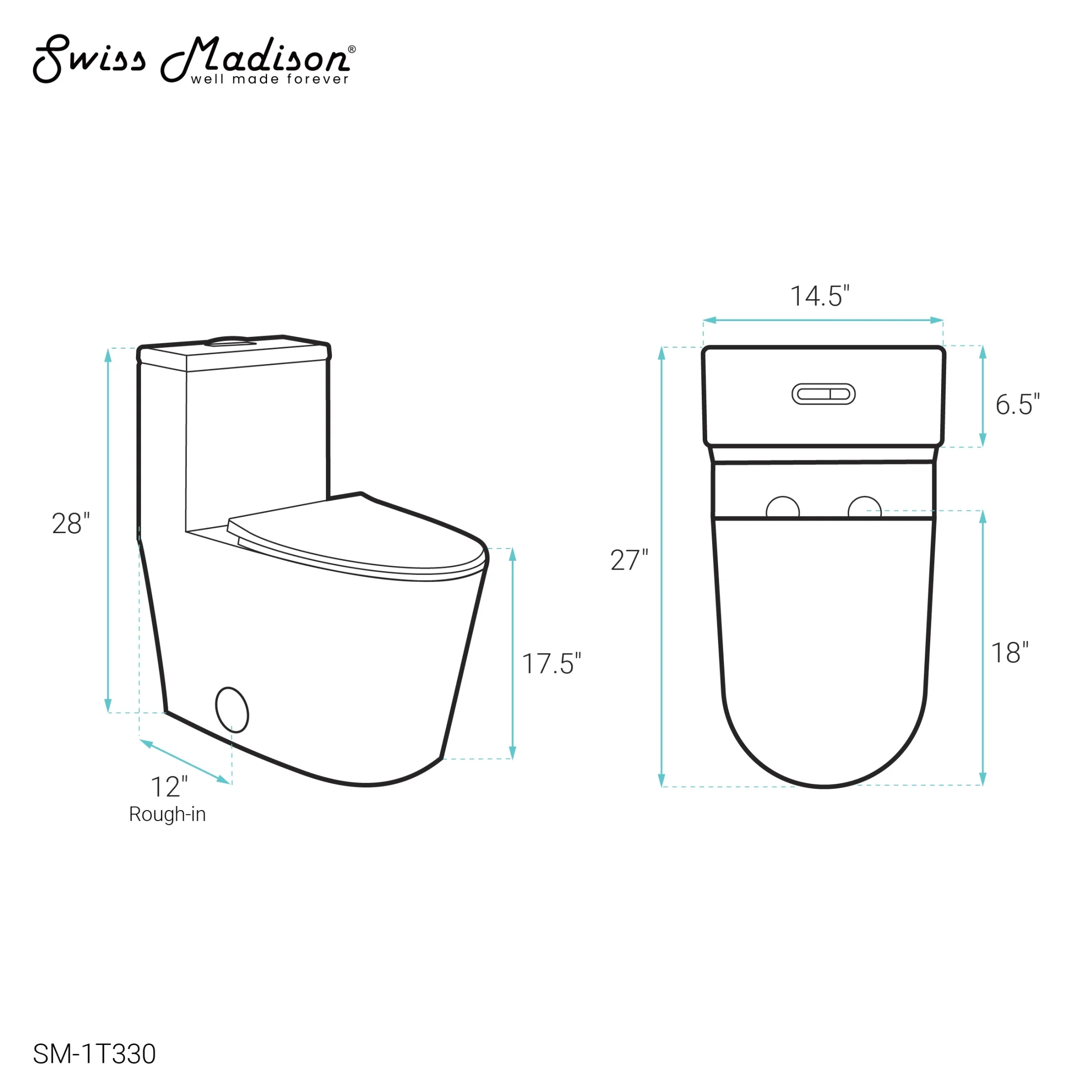 Liberte One-Piece Elongated Toilet Dual-Flush 1.1/1.6 gpf(White) - Image 7