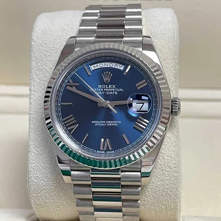 【Super Clone】RLX  Day-Date President 40mm Blue Roman Dial  228236-0007