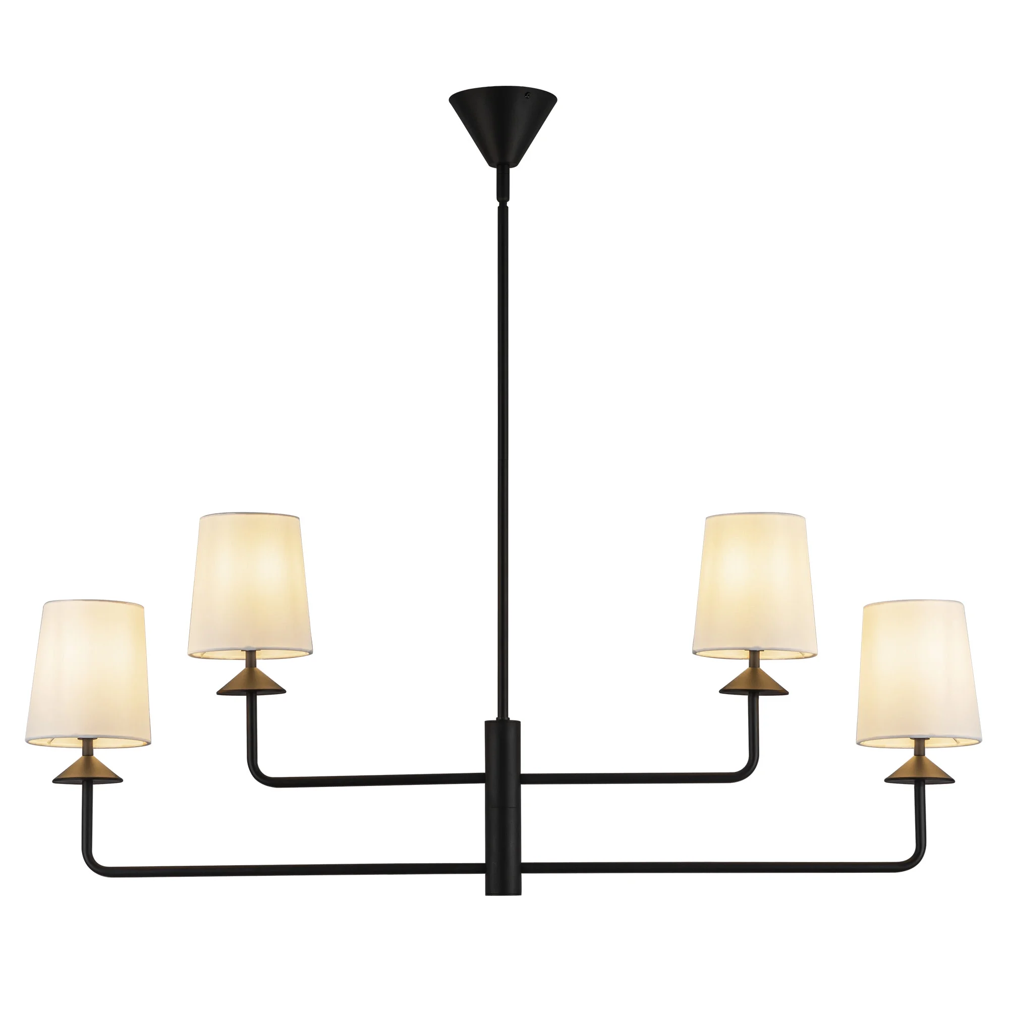 Alora Lighting Ch497445 Bridgette 4 Light 44" Wide Chandelier - Matte Black / White Linen