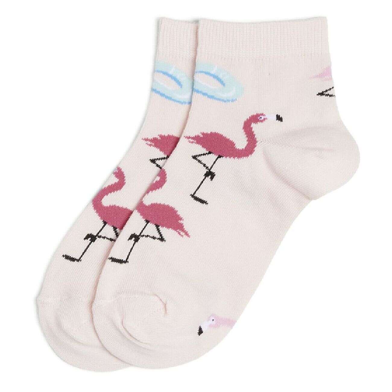 Chaussettes originales basses motif flamant rose - T36/40
