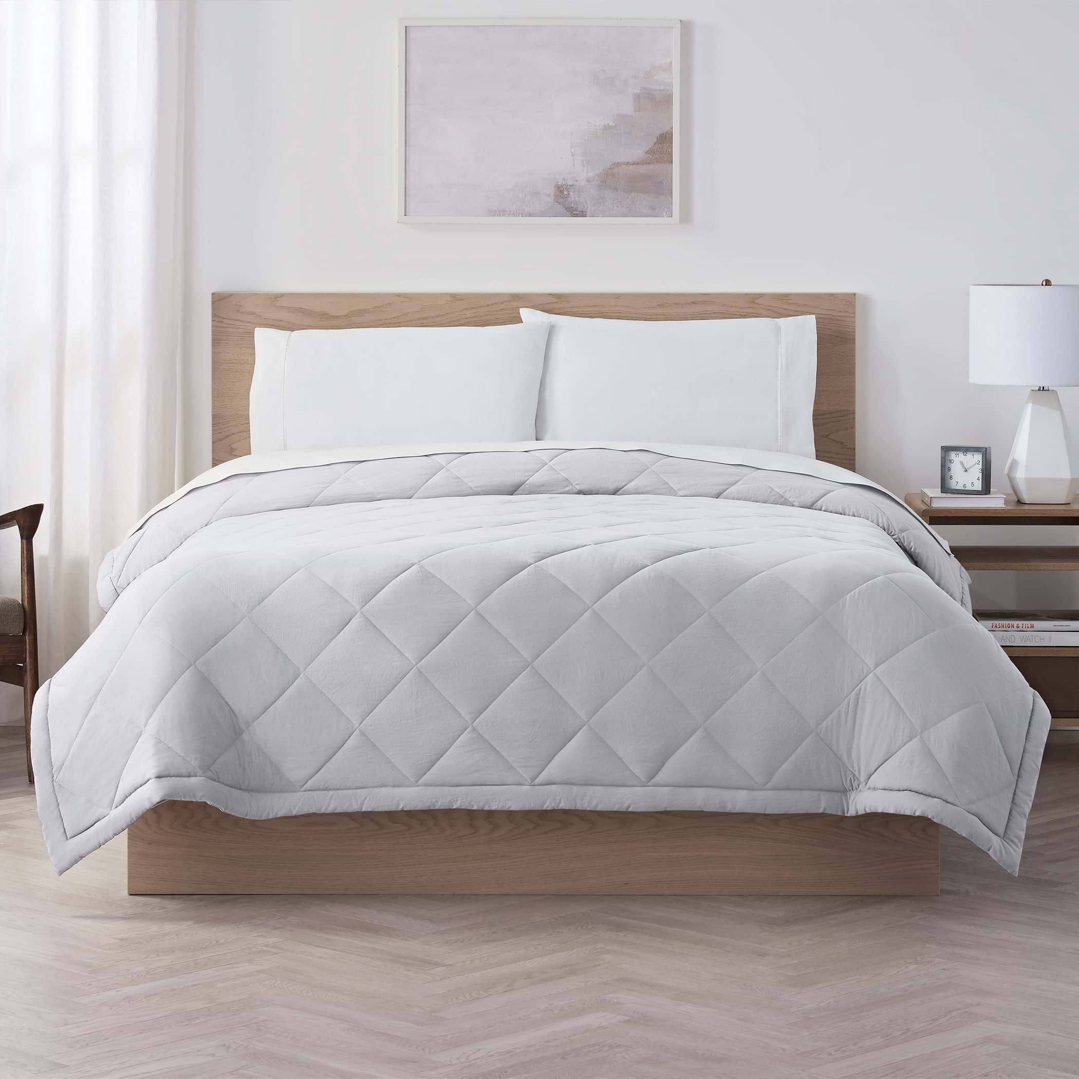 Serta Supersoft Washed Cooling Blanket, Full/Queen - Light Gray