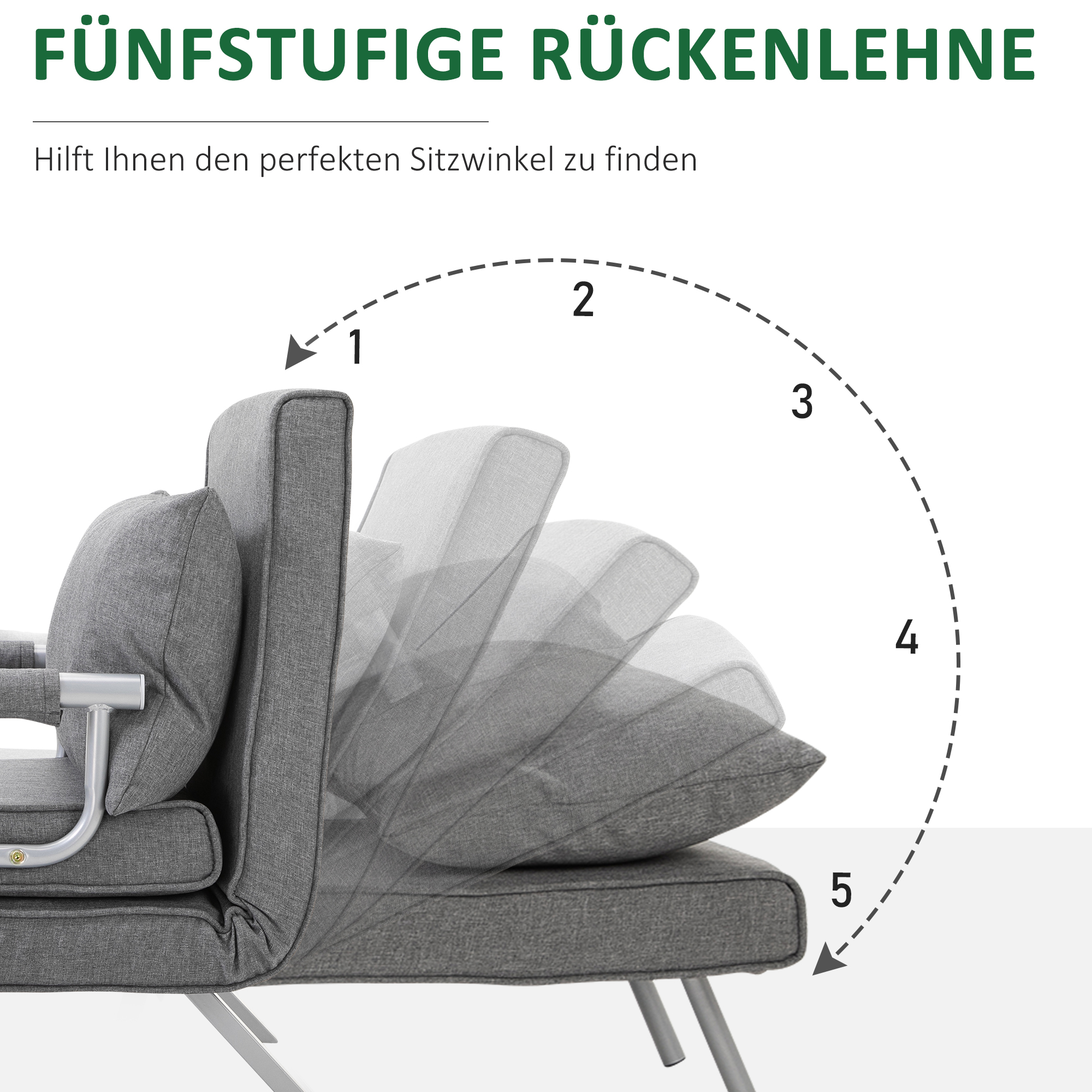 HOMCOM slaapbank met armleuningen slaapfauteuil logeerbed opklapbed chaise longue