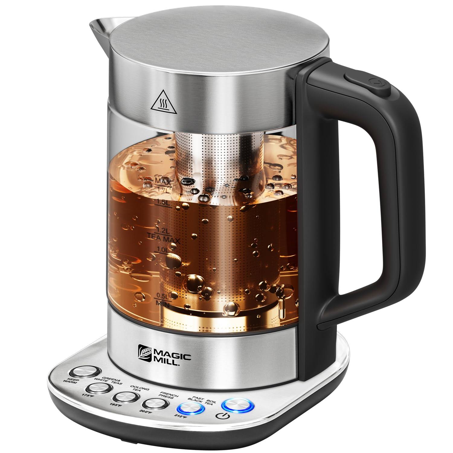Magic Mill Pro Electric Kettle with Tea Infuser and Temperature Control - Keep Warm Function, Rapid Boil, Automatic Safety Shut Off, BPA Free, No