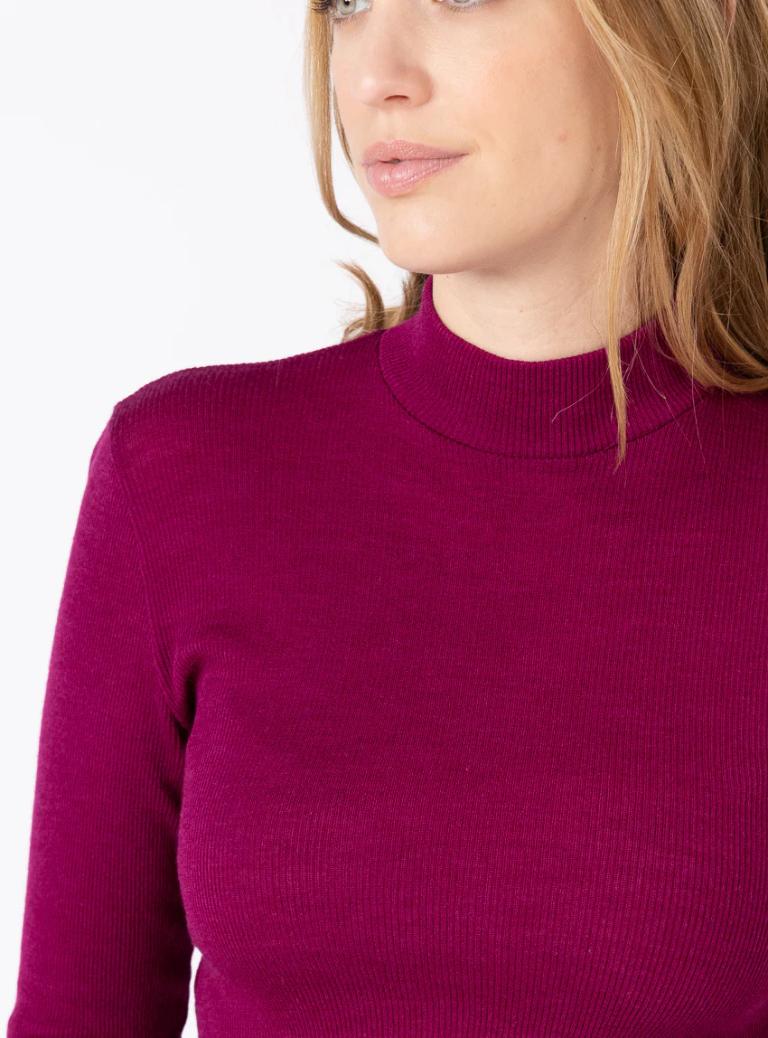 Pull chaussette femme col montant violet