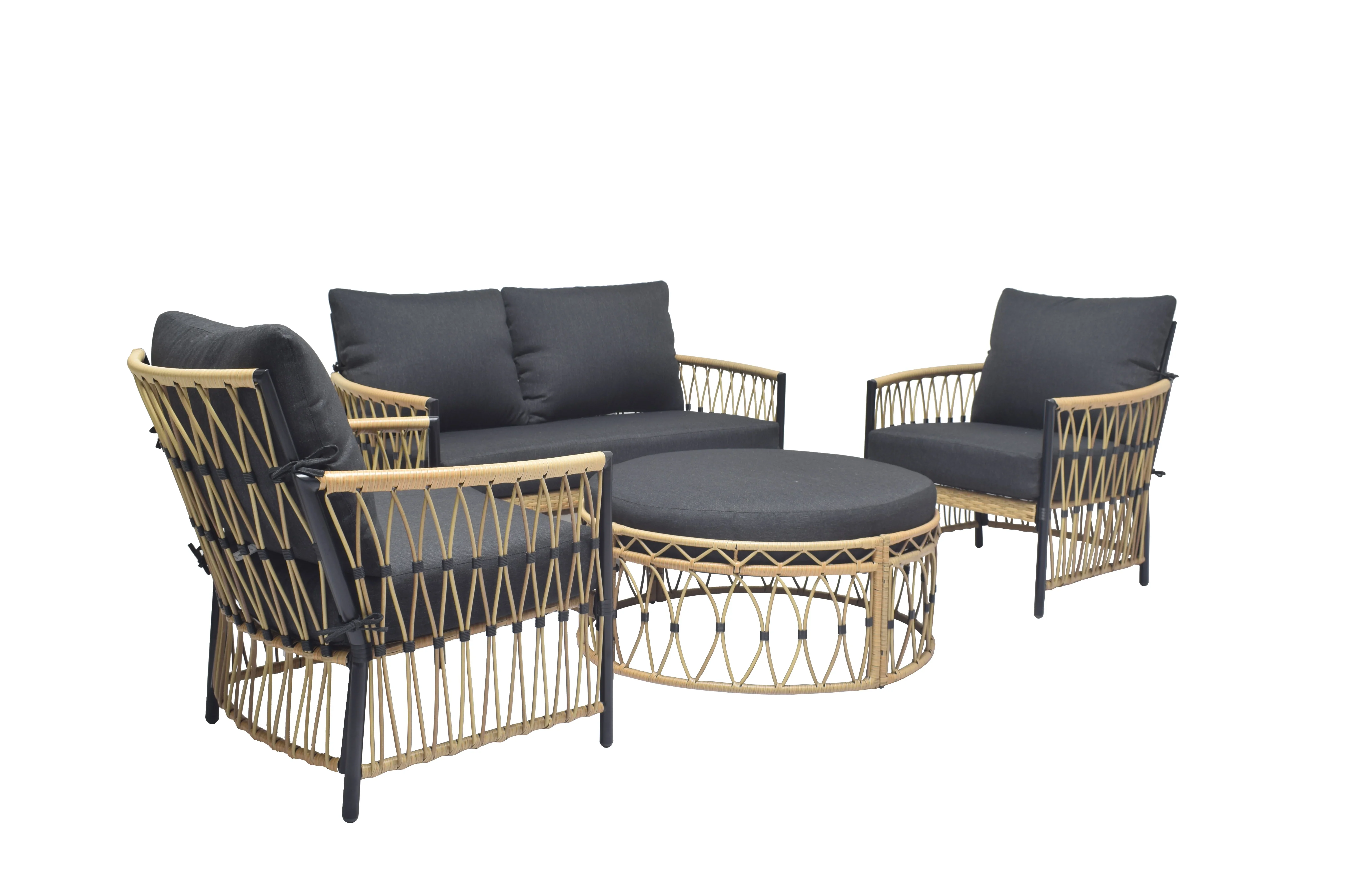 Better Homes & Gardens Lilah 2-Pack Outdoor Wicker Lounge Chairs, Black