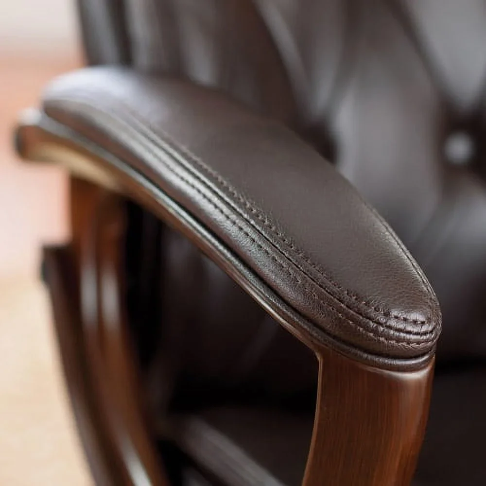 Better Homes and Gardens Executive, Mid-Back Manager's Office Chair with Arms, Black Bonded Leather