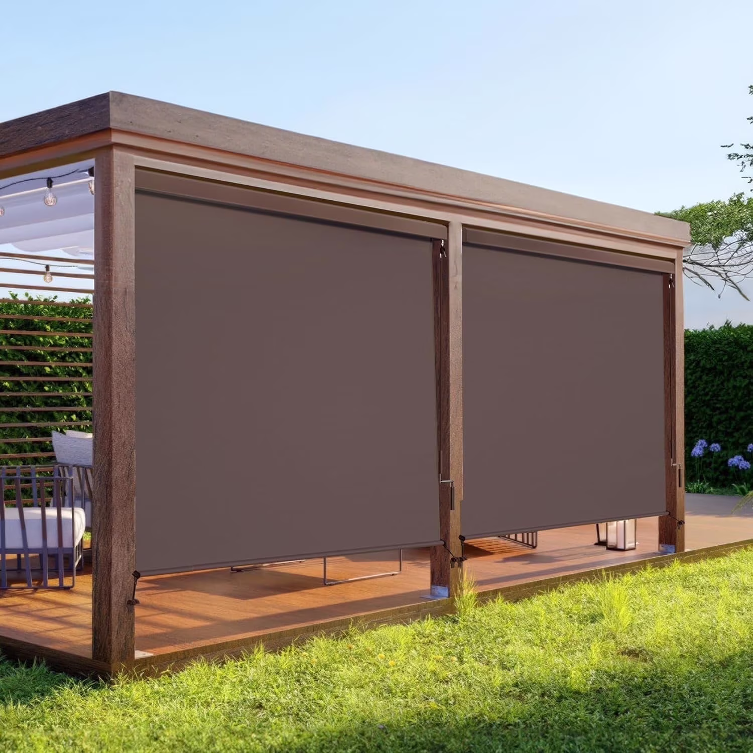 Outdoor Roller Shade for Patio, Cordless Blackout Waterproof Blind, UV Block, 4'L x 6'W(4'L x 6''W/Black) - Image 9