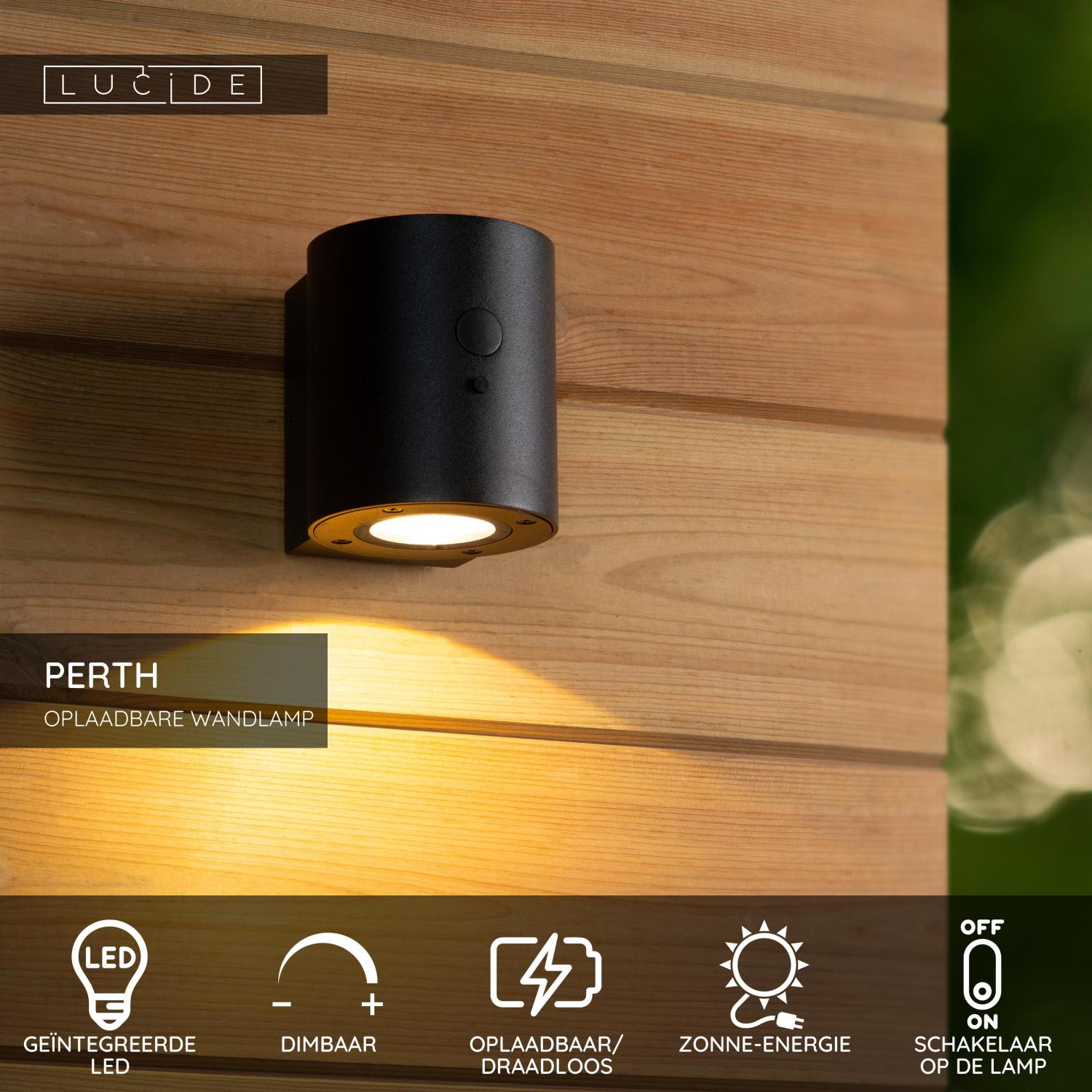 Lucide PERTH Wandlamp - Zwart