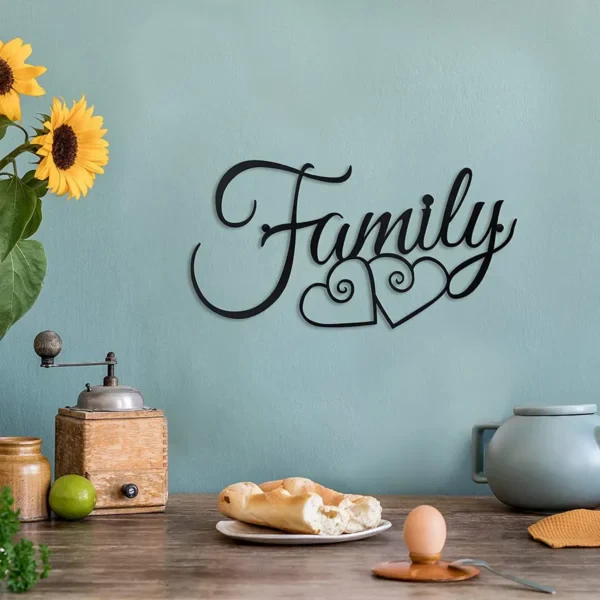 Family Wall Sign Metal Family Wall Decor Black Family Word Wall Art