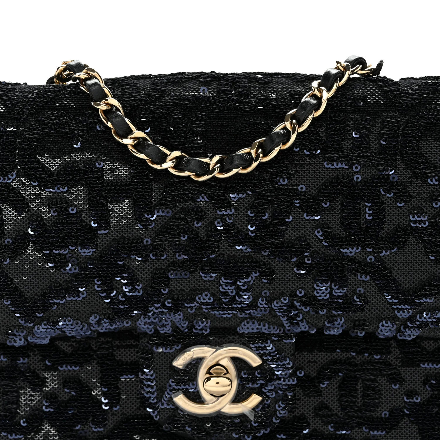 Sequin Quilted Small Single Flap Black