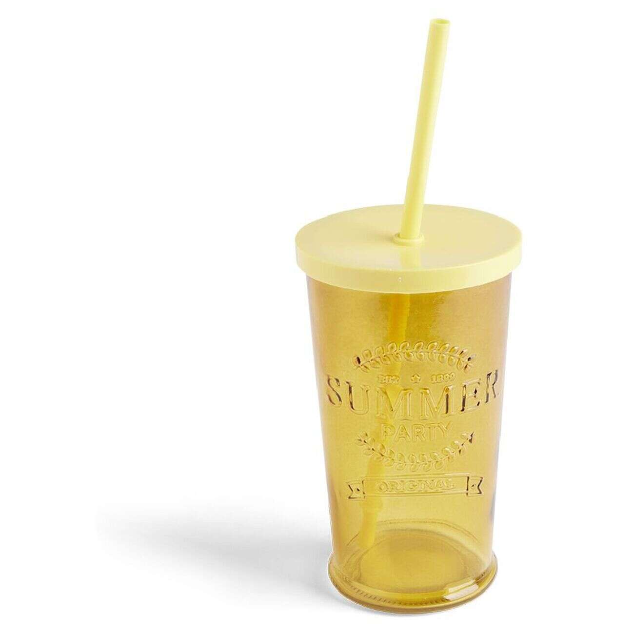 Gobelet 490ml en verre avec couvercle plastique - 3 coloris