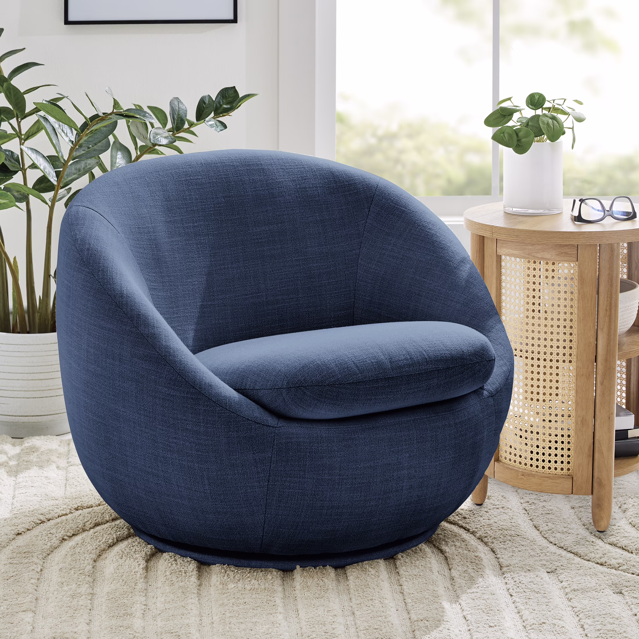 Better Homes & Gardens Mira Swivel Accent Chair, Cream Shearling