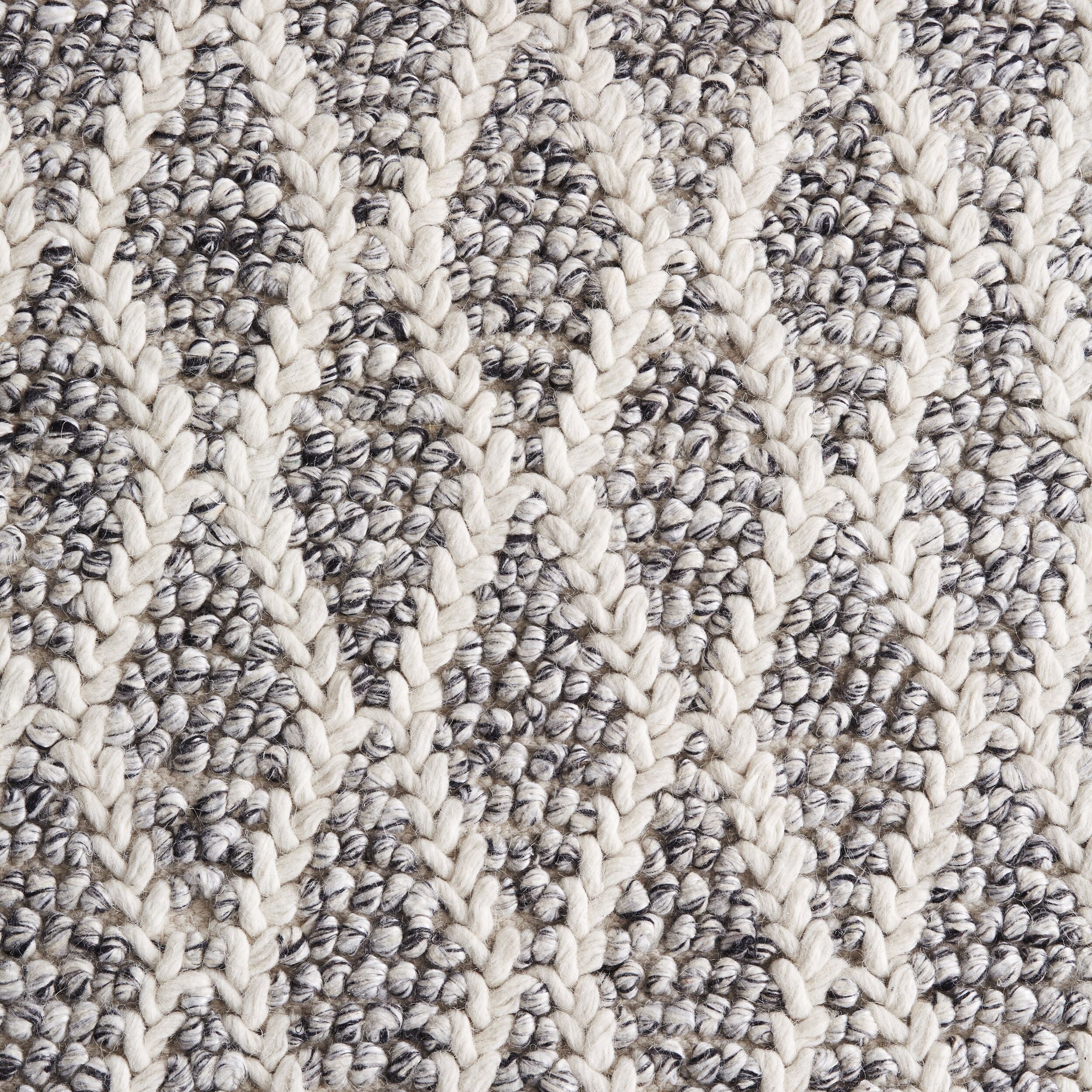 Braided Diamond Hand Woven Grey & Cream Wool Rug 240x150cm