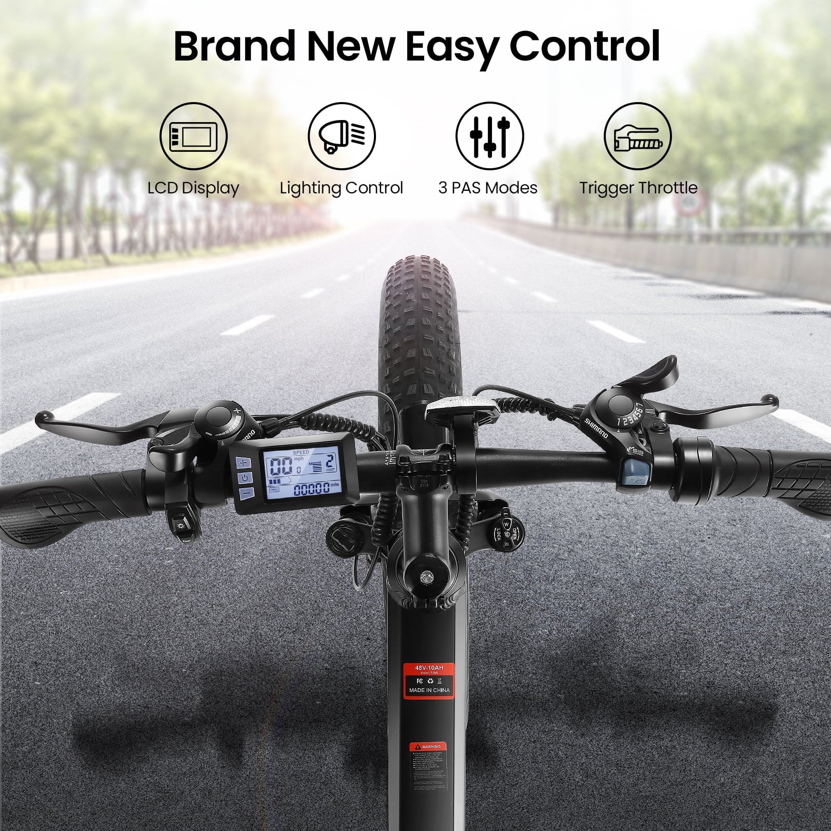 Funcid Electric Bike, 26"x4" Fat Tire Electric Bike for Adults 500W Ebike Foldable Adult Electric Mountain Bicycles with 48V 10Ah Battery, Lockable Suspension Fork, Shimano 21 Speed Gears