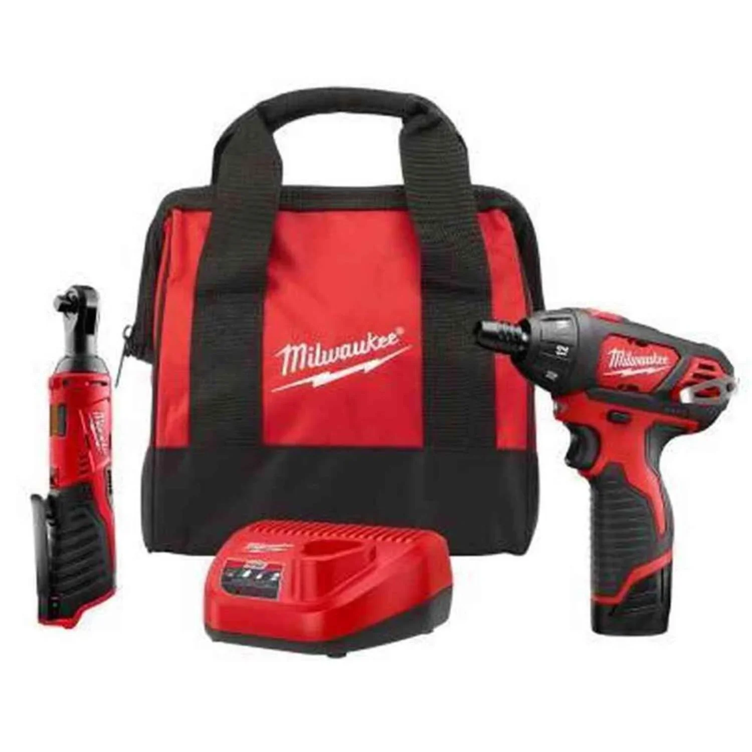 Milwaukee 2401-21R M12 12V Cordless 3/8 Ratchet, 1/4 Screwdriver Combo Kit