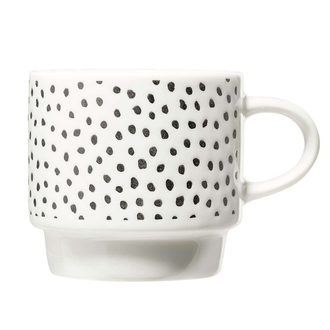 Lot de 4 tasses empilables 20cl porcelaine blanc et noir avec support métal