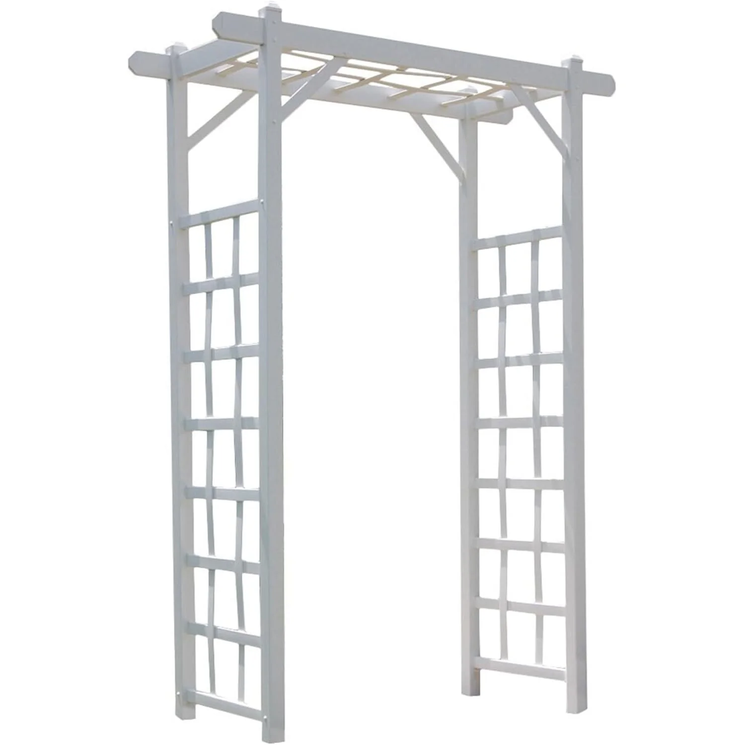 Dura-Trel PVC Garden Arbor, Arch Support for Climbing Plants, Elmwood, White, 57 x 85