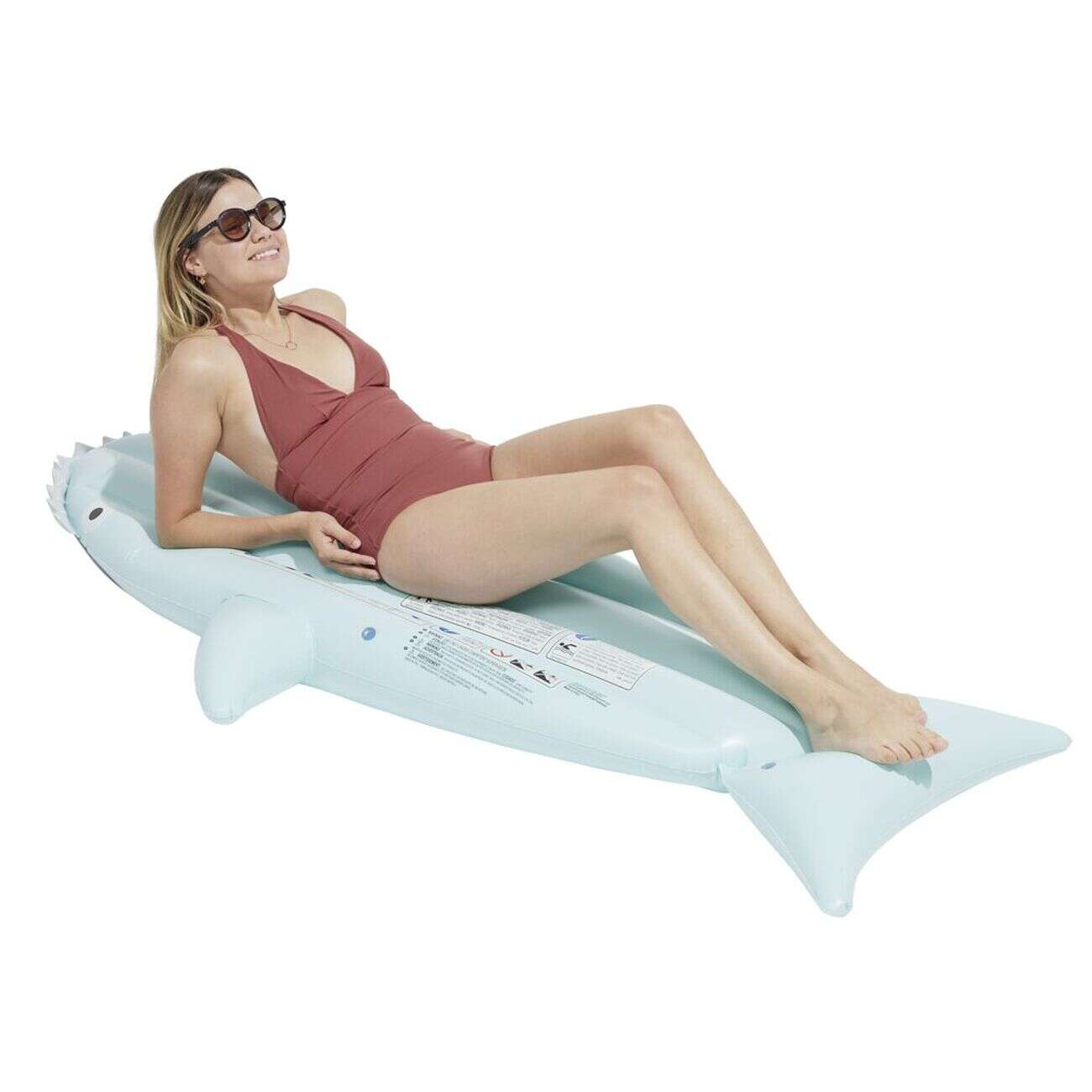 Matelas gonflable requin plastique bleu 102x180cm