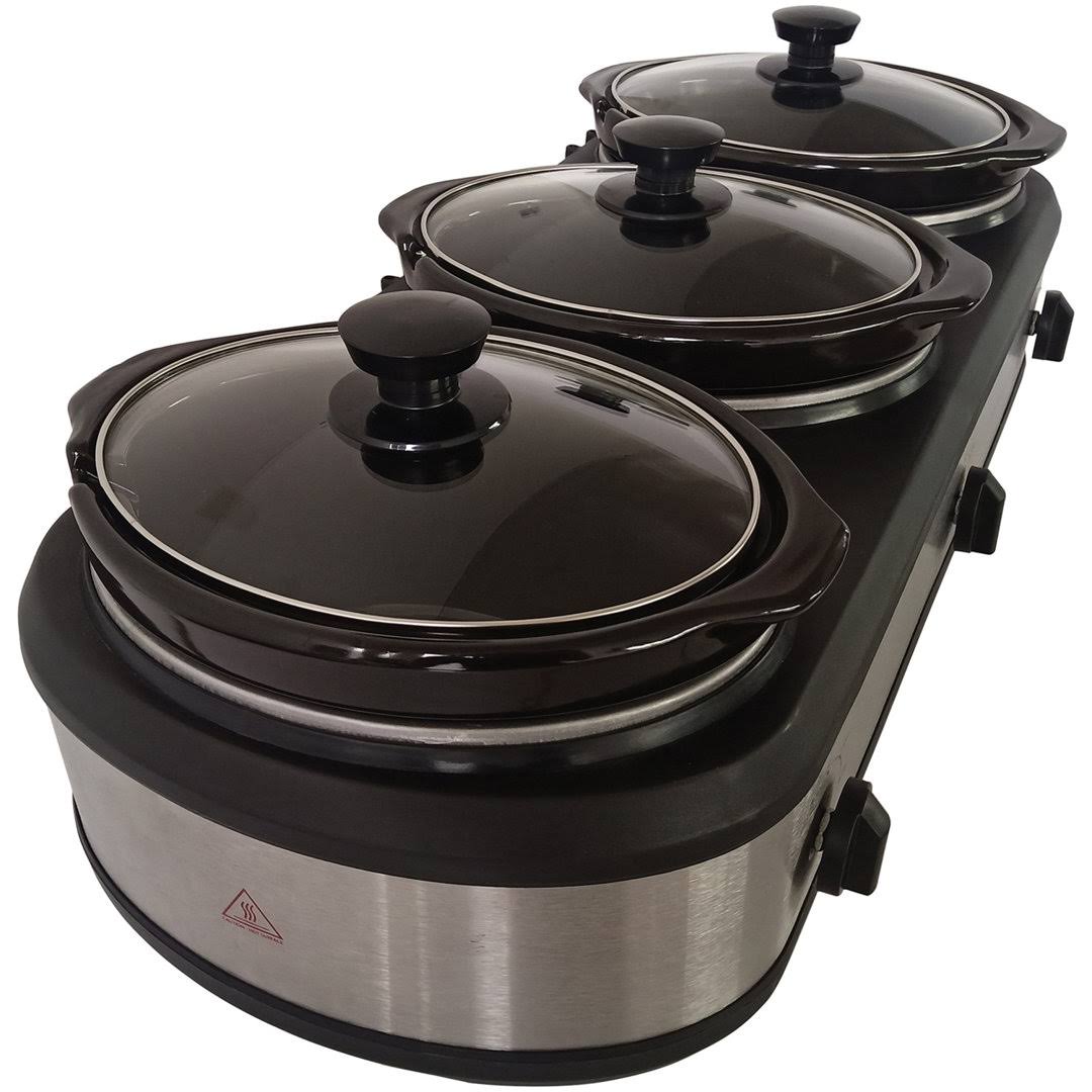 Frigidaire ESC3105-SS 420-Watt Triple Slow Cooker and Buffet Server with Three 2.5-Quart Ceramic Pots
