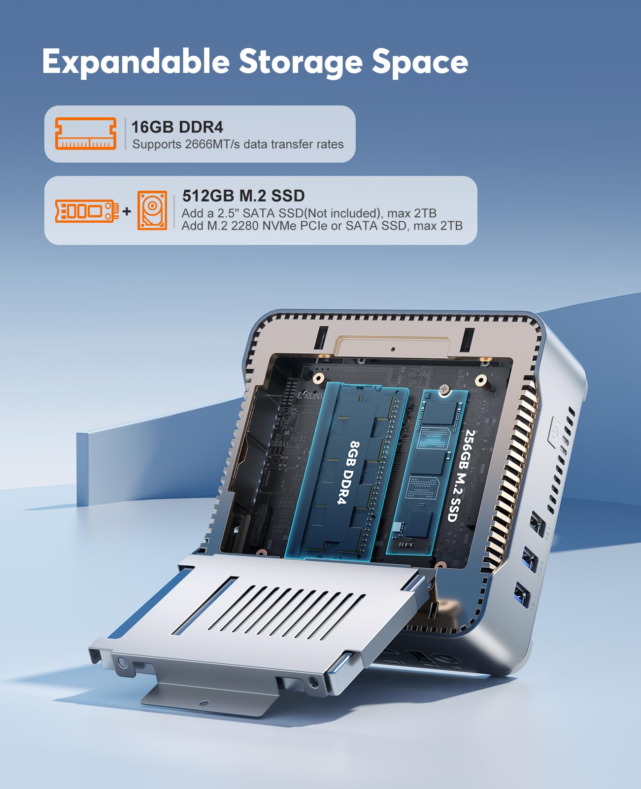 Mini PC KAMRUI GK3Plus, 16 Go de RAM, SSD M.2 de 512 Go