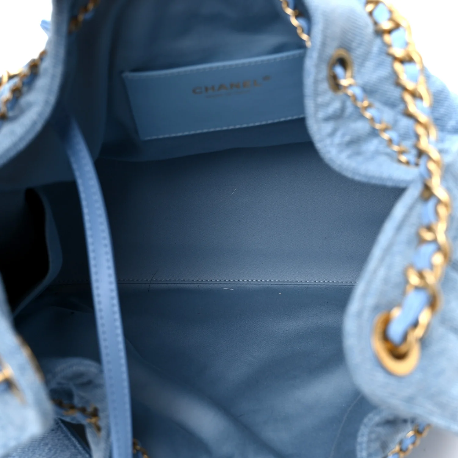 Washed Denim Quilted Medium Chanel 25 Handbag Blue